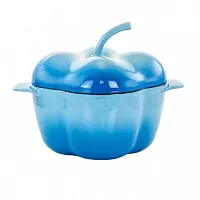 MegaChef Pepper Shaped 3 Quart Enameled Cast Iron Casserole in Blue