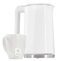 MegaChef 1.8 Quart Stainless Steel Electric Tea Kettle in White