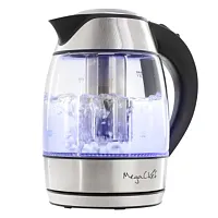 MegaChef 1.8Lt. Glass Body and Stainless Steel Electric Tea Kettle with Tea Infu