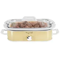 MegaChef 3.5 Quart Casserole Slow Cooker with 3 Temperature Settings in Cream