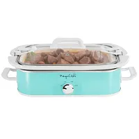MegaChef 3.5 Quart Casserole Slow Cooker with 3 Temperature Settings in Turquois