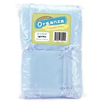 Lot of 50 Light Blue Drawstring Organza Storage Bags MORG-005