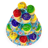 Blue 3 Tier Cupcake Stand, 14in Tall by 12in Wide MPAR-504