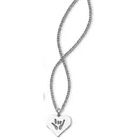 ILY Solid Heart Silver Necklace