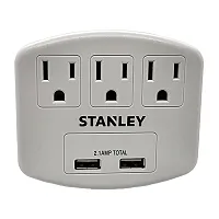 Stanley 30407 Plugmax Grounded Wall Tap, 3 Outlets And 2 Usb-A Ports, 30407