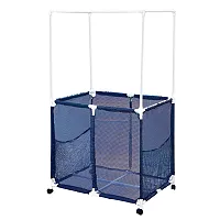Pool Bins Pbft-1521 Pool Storage Mesh Rolling Organizer With Towel Hanger Bars,