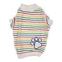 Pet Edge Candy Stripe Pawprint Tee - Medium