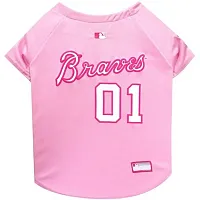 Pets First Atlanta Braves Pink Pet Jersey - Large