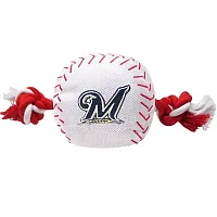 Pets First Milwaukee Brewers Nylon Baseball Rope Tug Toy