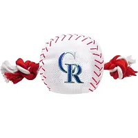 Pets First Colorado Rockies Nylon Baseball Rope Tug Toy