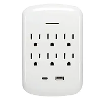 Prime Pbsu072 6-Ac Outlet And 2-Usb Port Grounded Wall Tap, Pbsu072