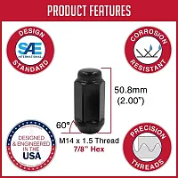 REVOLUTION 131148BLK Lug-Blg 2.00 7/8-M14 1.5 Blk(Box Of