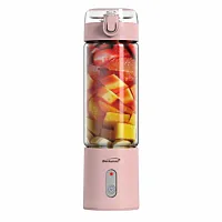 Brentwood 17 Ounce Portable Battery Operated USB Glass Blender in Pink