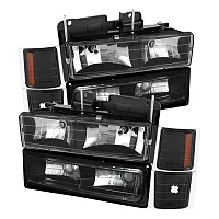 SPYDER 5072221 Hdlts W/Crnr & Prkng Lts 8Pc -Black