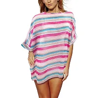 Women&#039;s Sleek and Chic Stripped Beach Poncho SBEC-202