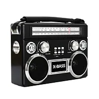 SuperSonic Retro Rechargeable 3 Band Radio With Bluetooth and Flashlight in Blac