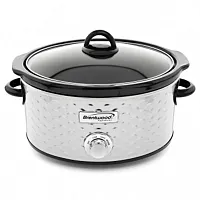 Brentwood Scallop Pattern 4.5 Quart Slow Cooker in Stainless Steel