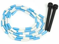 Blue and White 7-foot jump rope with plastic segmentation SJMP-0