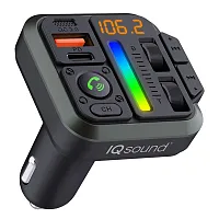 Iq Sound Iq-311Bt 2-In-1 Fm Transmitter And Dual Usb-C Car Charger With Bass And