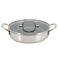 Better Chef 10 Inch 3-Ply Stainless Steel Nonstick Deep Fry Pan with Lid in Silv