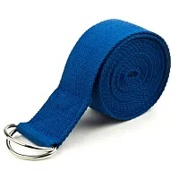 Blue 8&#039; Cotton Yoga Strap with Metal D-Ring SYOG-403