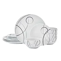 Studio Nova 5323456 12-Piece Porcelain Dinnerware Set, Circles Pattern