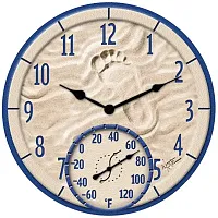 Taylor 91501 12&quot; By The Sea Poly Resin Clock With Thermometer