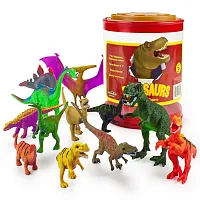 Set of 12 Large 7&quot; Dinosaur Toys with Storage Drum TCFG-001