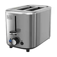 Black+Decker 2 Slice Extra Wide Self Centering Toaster in Silver