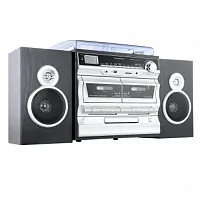 Trexonic 3-Speed Vinyl Turntable Home Stereo System with CD Player, Double Cass
