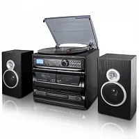 Trexonic 3-Speed Turntable With CD Player, Dual Cassette Player, BT, FM Radio &a