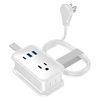 Uncaged Ergonomics Tc-White Portable Travel Power Strip, 3 Ac Outlets, 2 Usb-A P