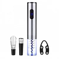 Brentwood Electric Wine Bottle Opener with Foil Cutter, Vacuum Stopper, and Aera
