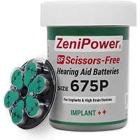 Zenipower Scissors-Free Cochlear Implant Batteries | Size 675P (60 Pack) Zp-675