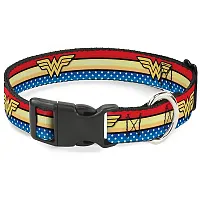 Buckle-Down Buckle-Down Wonder Woman Logo Stripe Pet Collar - Large