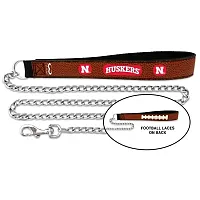 GameWear Nebraska Huskers Leather and Chain Leash - Medium