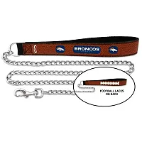 GameWear Denver Broncos Football Leather and Chain Leash - Medium