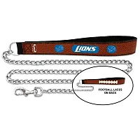 GameWear Detroit Lions Football Leather and Chain Leash - Medium