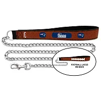 GameWear New England Pats Football Leather and Chain Leash - Med