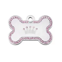 Hillman Group Swarovski Crystal Crown Bone ID Tag - Pink