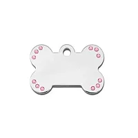 Hillman Group Small Studded Swarovski Crystal Bone ID Tag - Pink