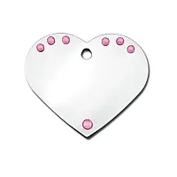 Hillman Group Large Studded Swarovski Crystal Heart ID Tag - Chrome