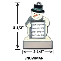 Hillman Group Engraved Picture Frame Ornaments - Snowman