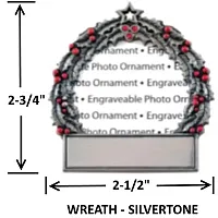 Hillman Group Engraved Picture Frame Ornaments - Wreath - Silvertone