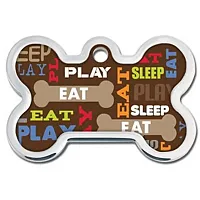 Hillman Group Eat Sleep Play Raised Edge Large Bone ID Tag