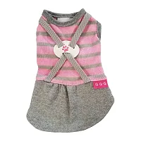 Lydia Smart Pet Pink And Grey Striped Pet Dress - SM