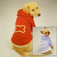 Pet Edge Casual Canine Velour Hooded Pet Jacket - Red-XS