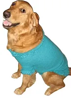 Pet Edge Stretch Knit Fringed Sweaters - Mineral Blue - Small