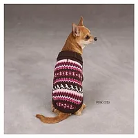 Pet Edge Zack & Zoey Fair Isle Knit Dog Sweater - Pink - XX Small