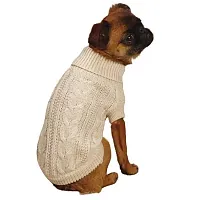Pet Edge East Side Collection Lurex Cable Knit Pet Sweater - S/M